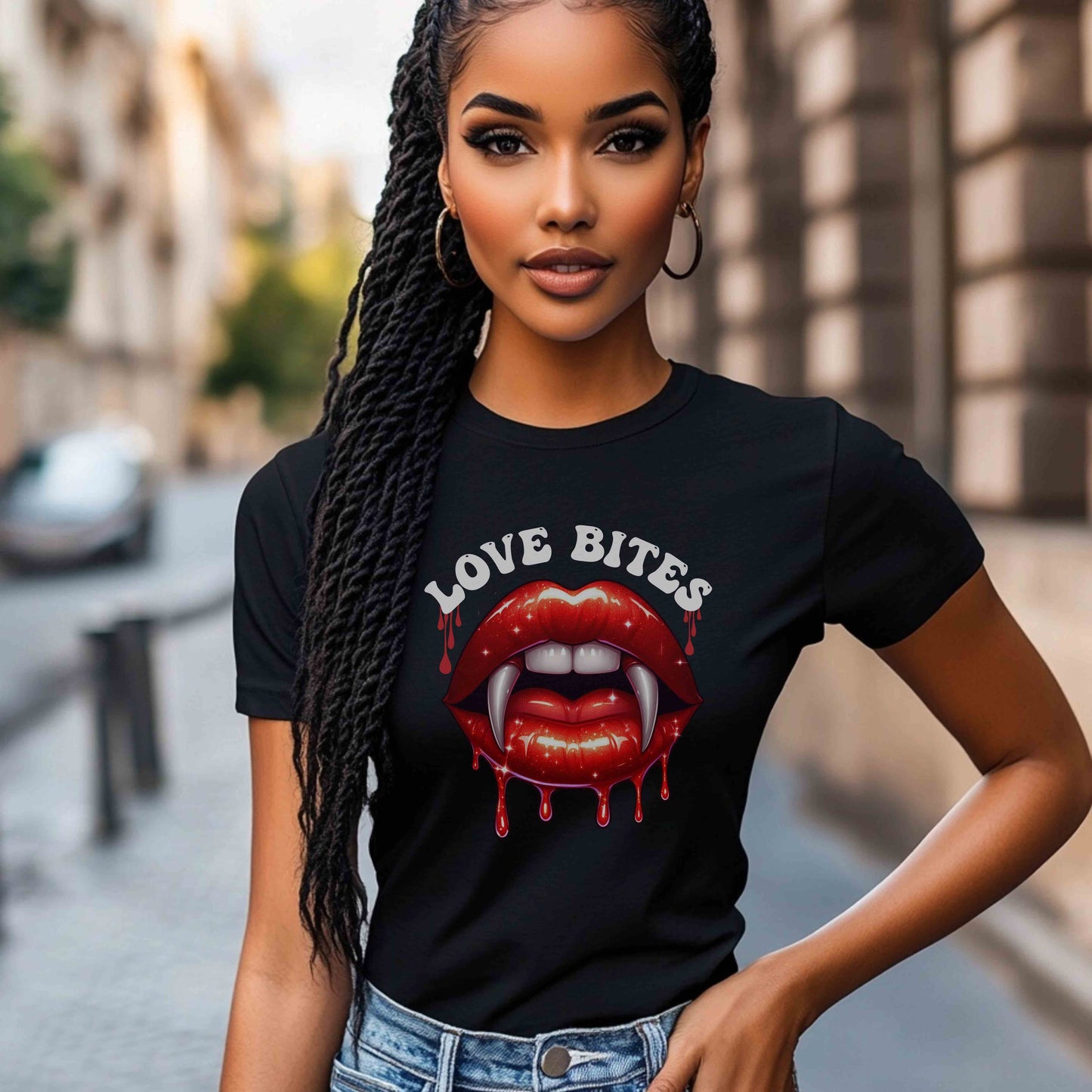Love Bites Digital Design – Vampire Lips Halloween PNG for Shirts, Tumblers & More