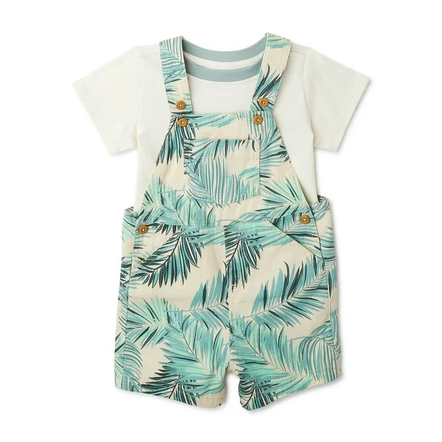 Baby Boy Short Sleeve T-Shirt & Overall Short Outfit Set, 2-Piece - 18 Month