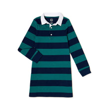 Load image into Gallery viewer, Little Girl&#39;s Rugby Dress Green and Blue
