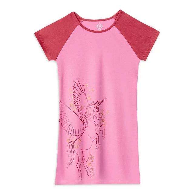 Girls Short Sleeve Nightgown, 2-Pack Unicorn