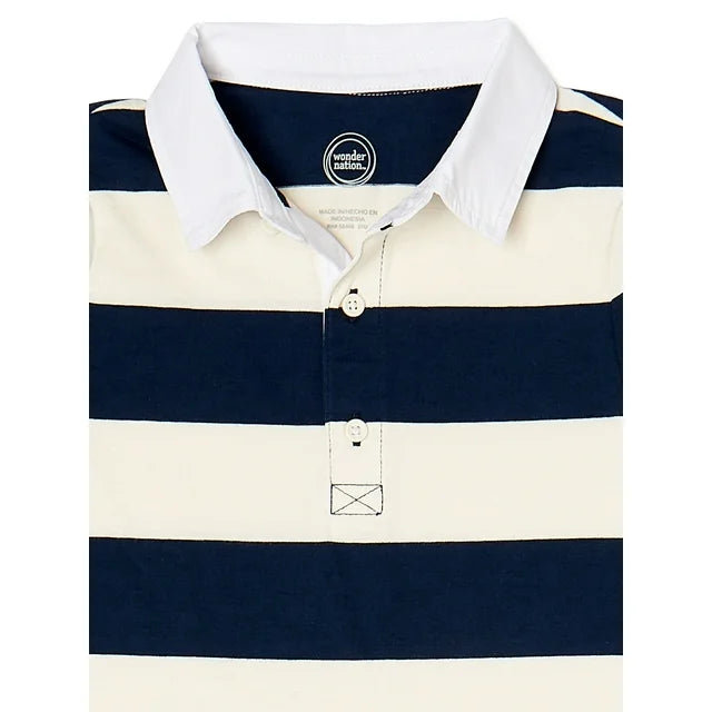 Little Girl's Rugby Dress Blue and White