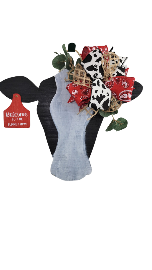 Welcome to the Funny Farm Cow Door Hangee