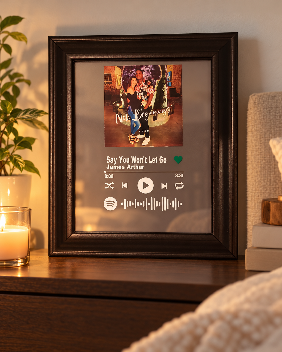 Personalized Spotify Song Frame with Photo | Scannable Music Frame | Custom Relationship or Memorial Gift | 8x10 or 11x14