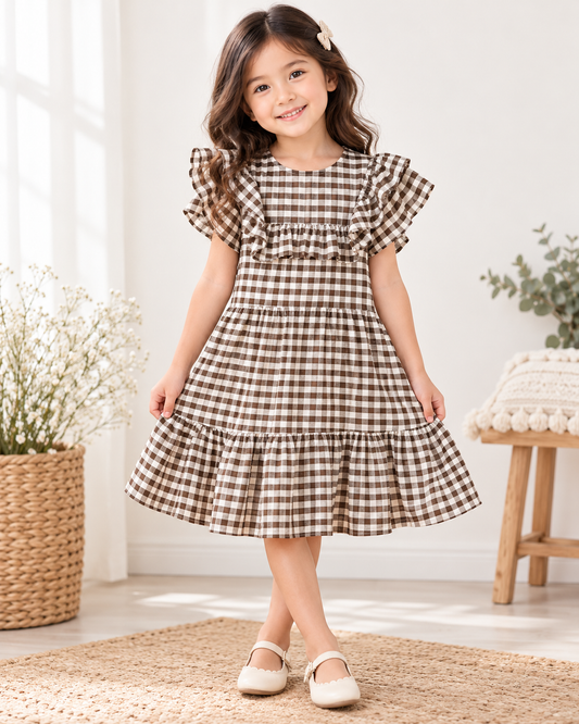 Girls Ruffle Yoke Dress