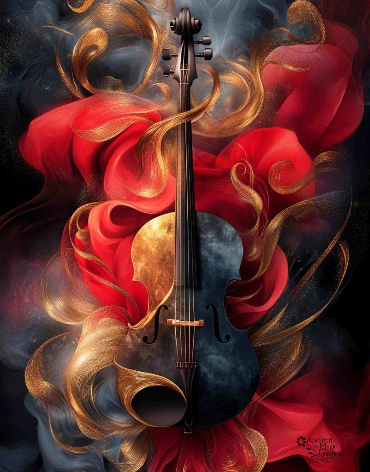 Elegant Violin Canvas Wall Art – AI-Enhanced Musical Print – Emotional Abstract Decor in 3 Sizes – Made-to-Order Unmounted