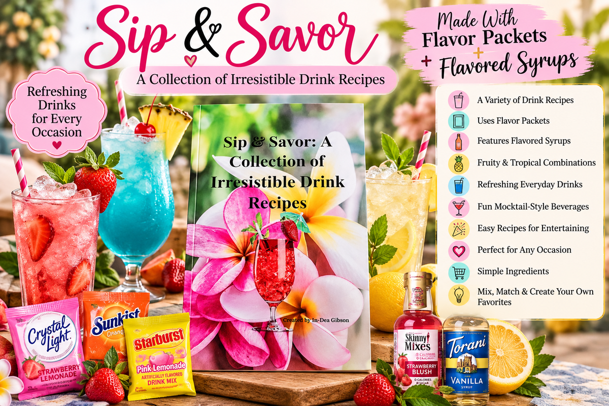 Sip & Savor: A Collection of Irresistible Drink Recipes | Flavored Water, Mocktail & Specialty Drink Recipe Book