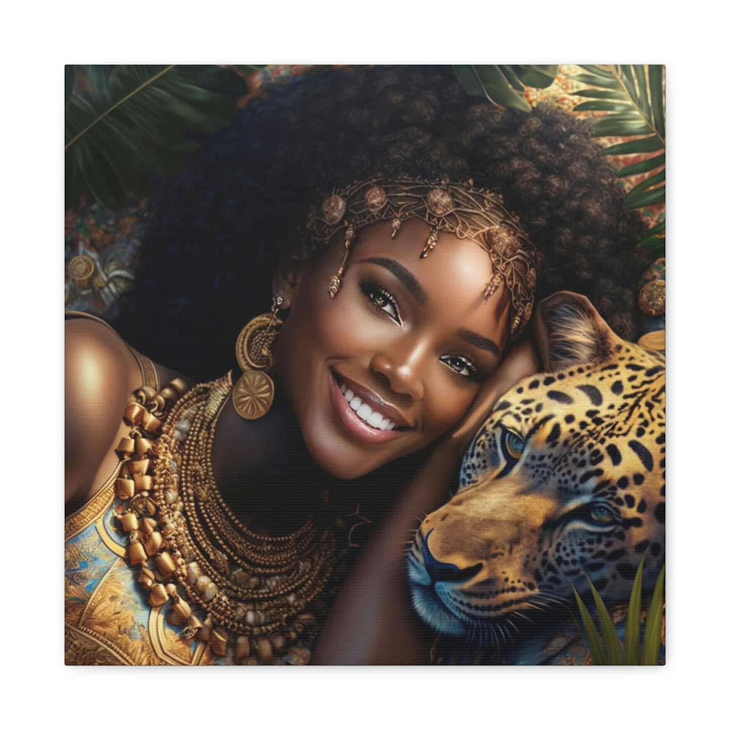 Black Queen with Leopard Canvas Wrap