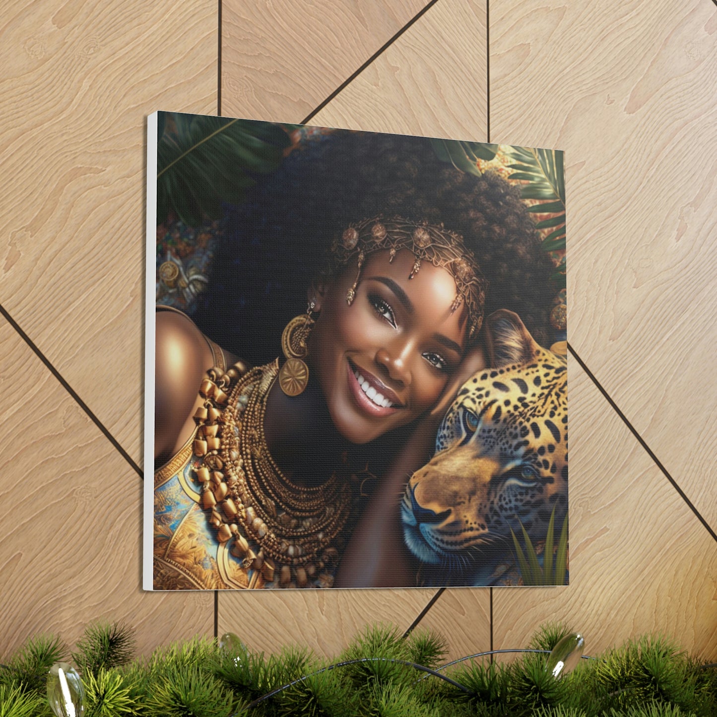 Black Queen with Leopard Canvas Wrap