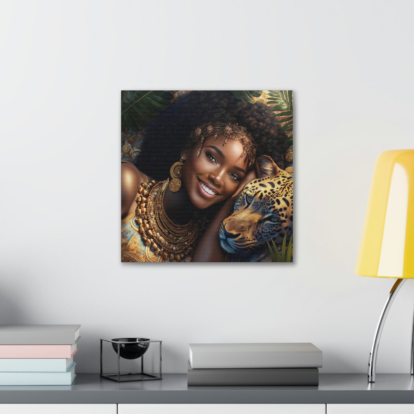Black Queen with Leopard Canvas Wrap