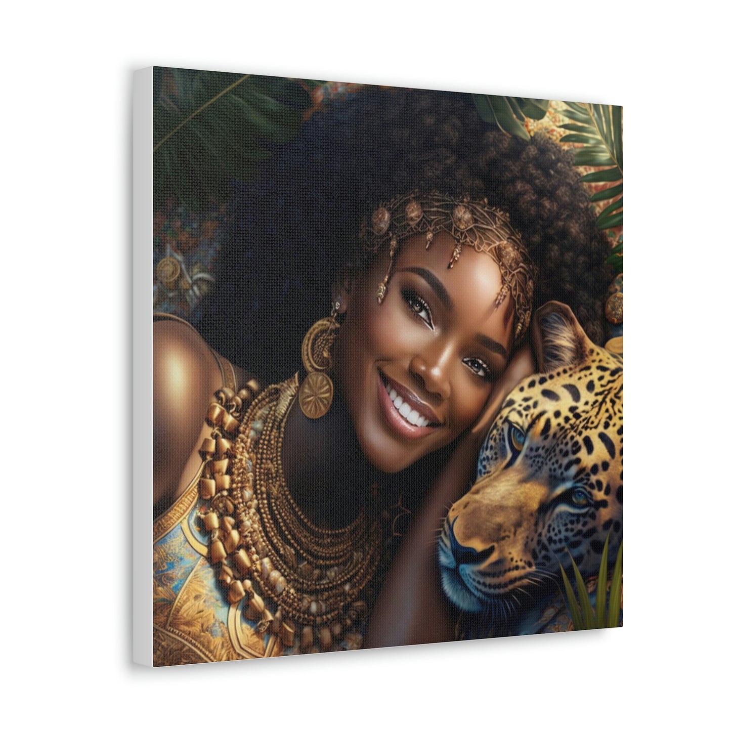 Black Queen with Leopard Canvas Wrap