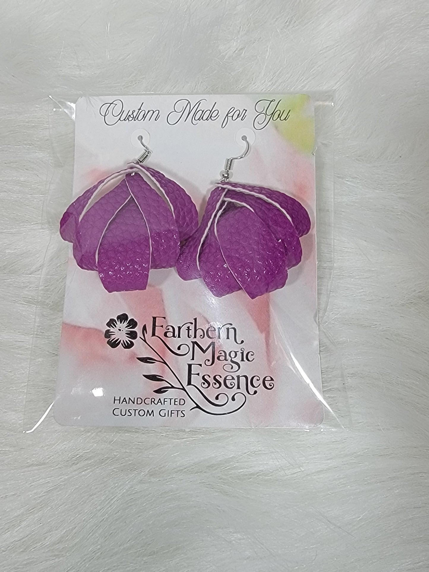 Faux Leather Bell Earrings Raspberry