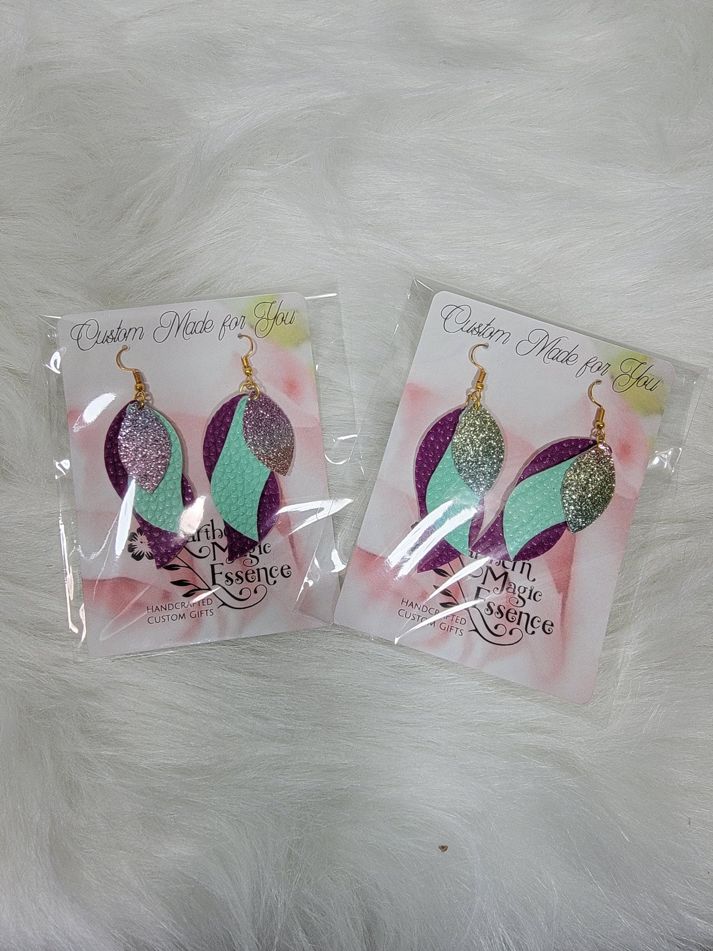 Faux Leather Feather Earrings