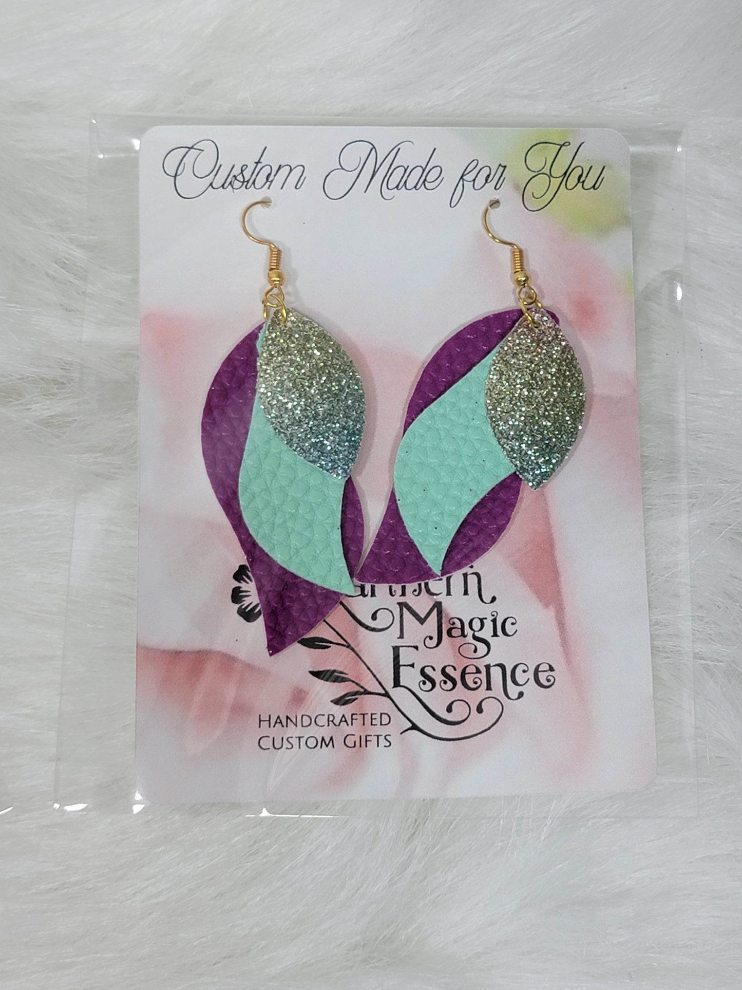 Faux Leather Feather Earrings