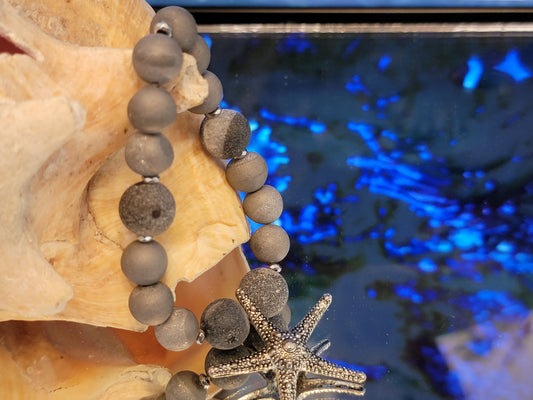 Purple Lava Bead Starfish Charm Bracelet
