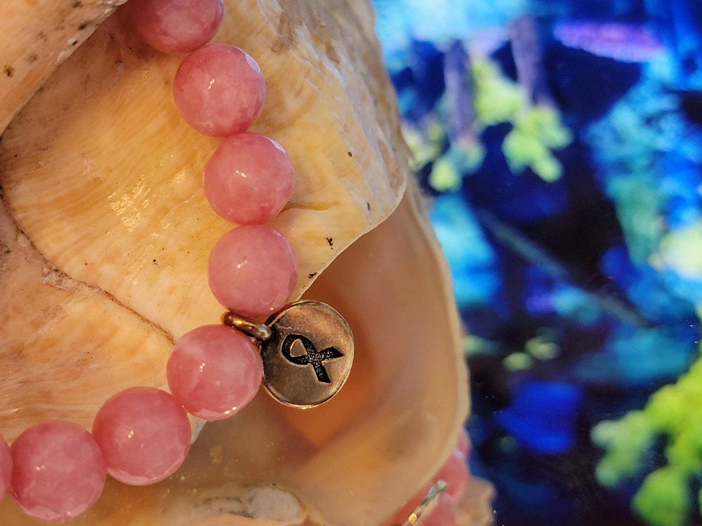 Pink Glass Bead Bracelet - Breast Cancer