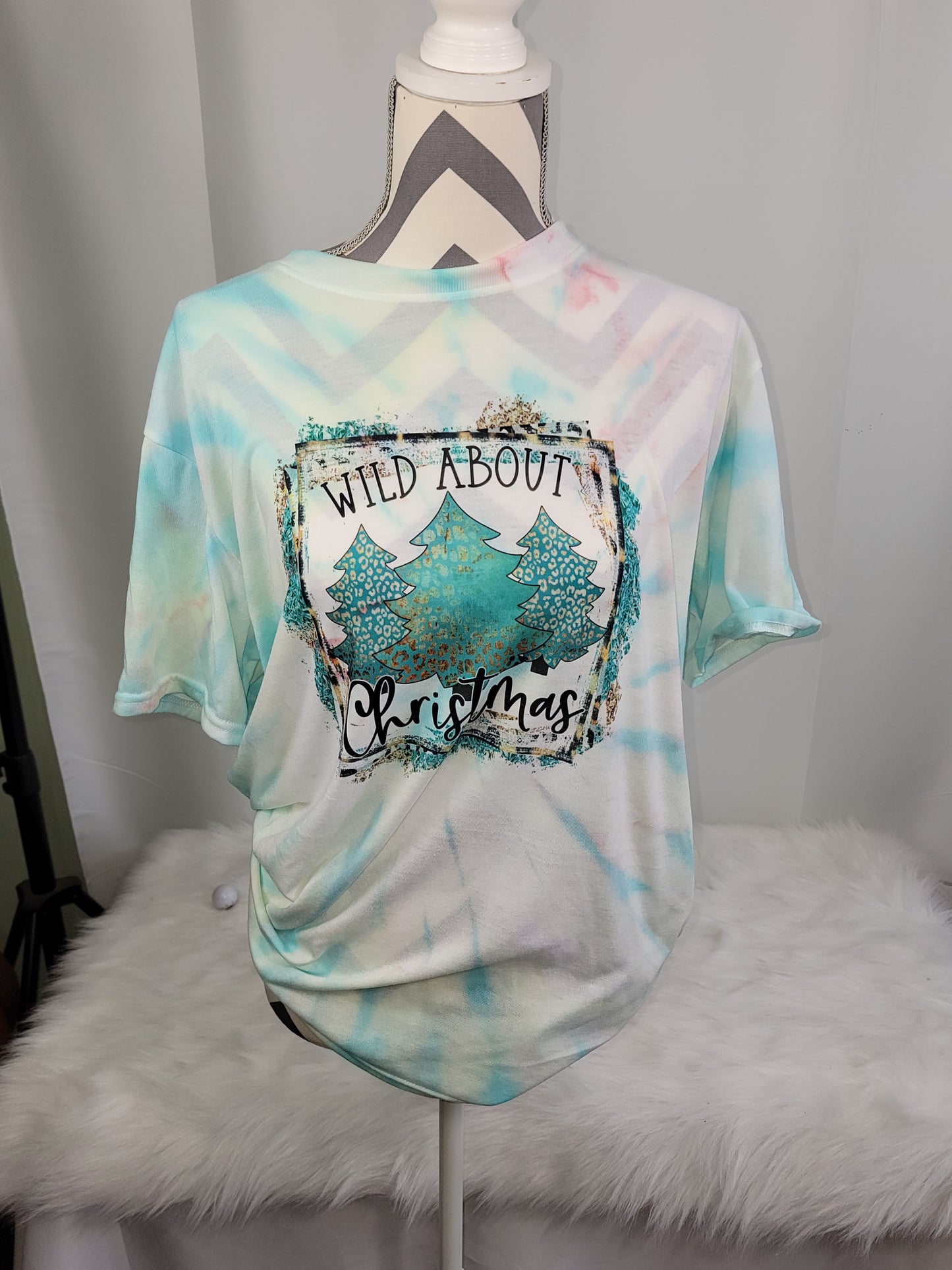 Tie dye Christmas Shirt - Wild About Christmas -  Size Large
