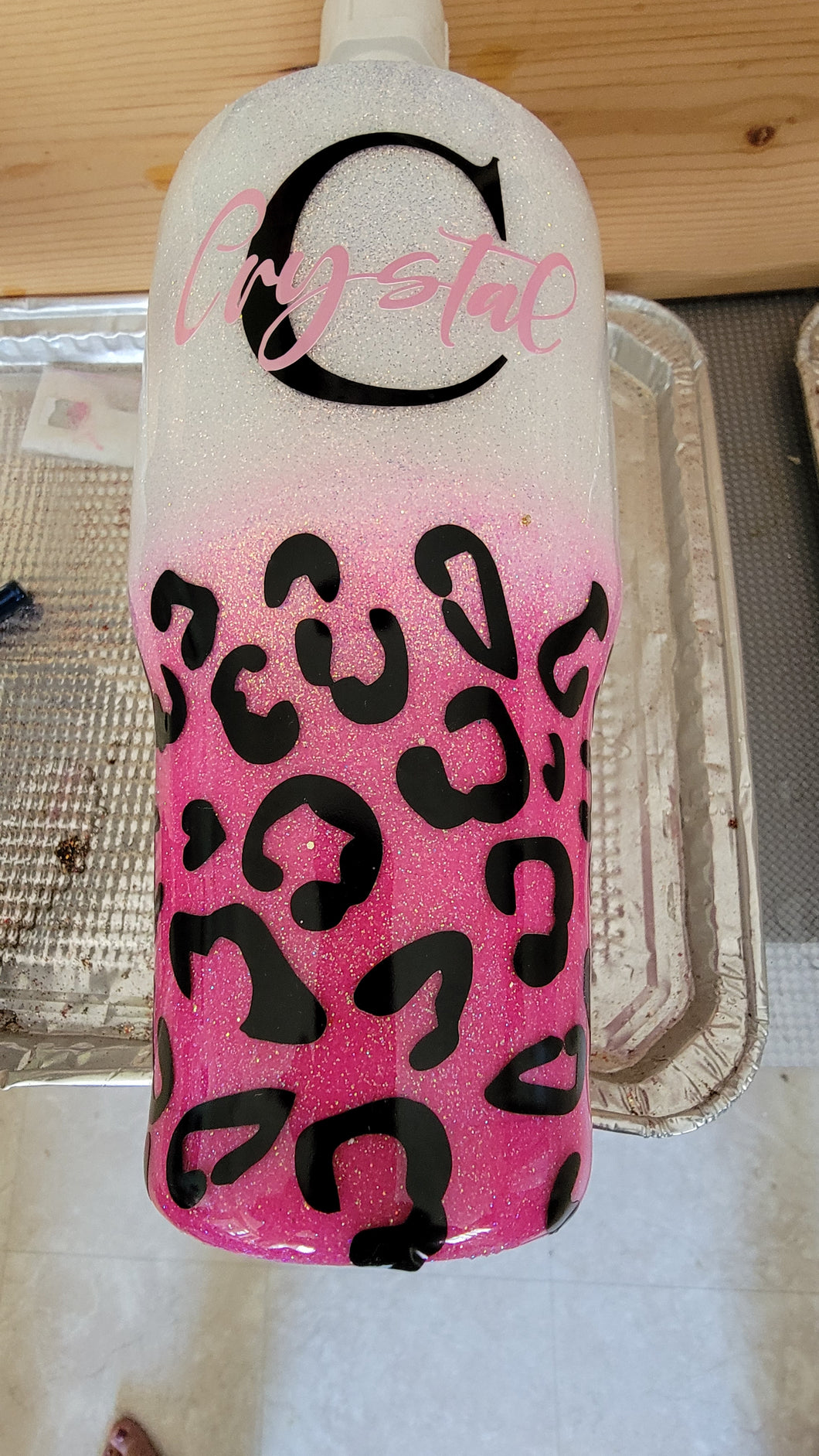 Pink and white leopard Tumbler