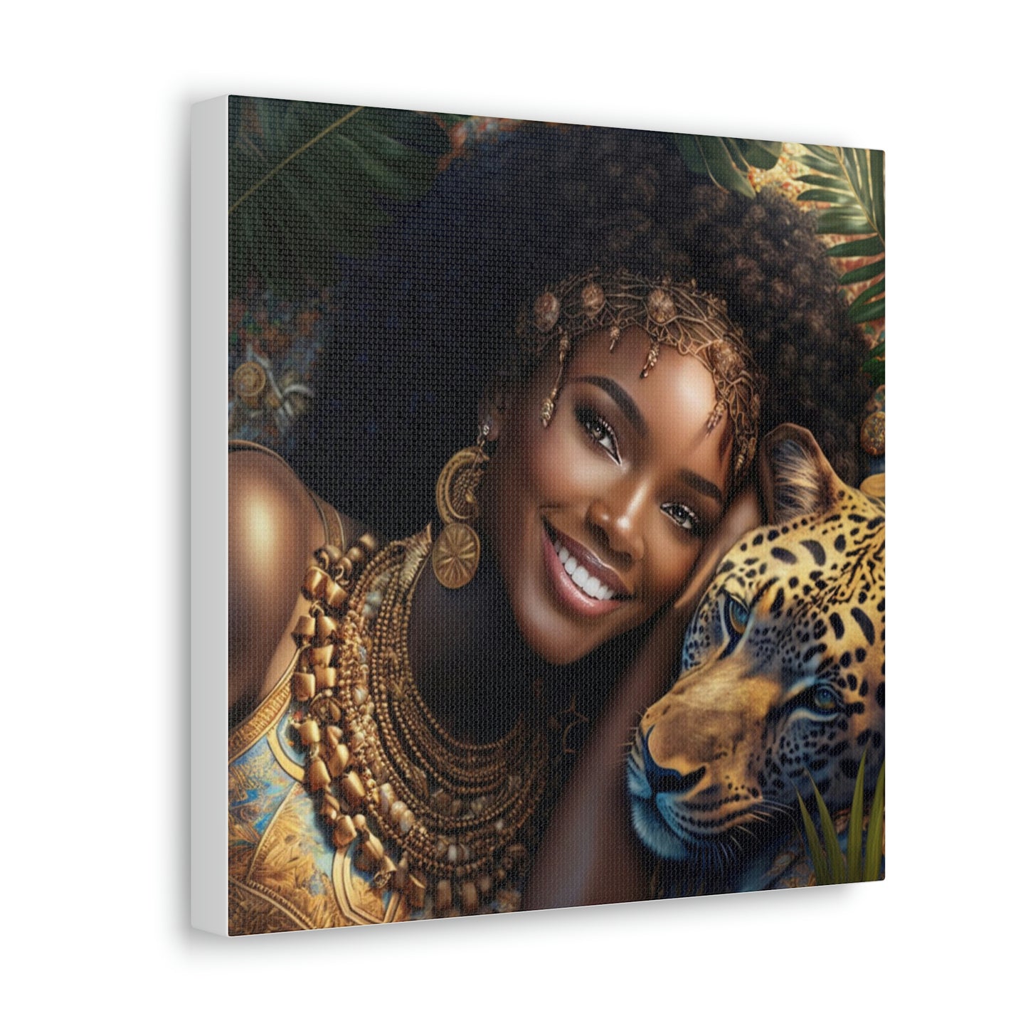 Black Queen with Leopard Canvas Wrap