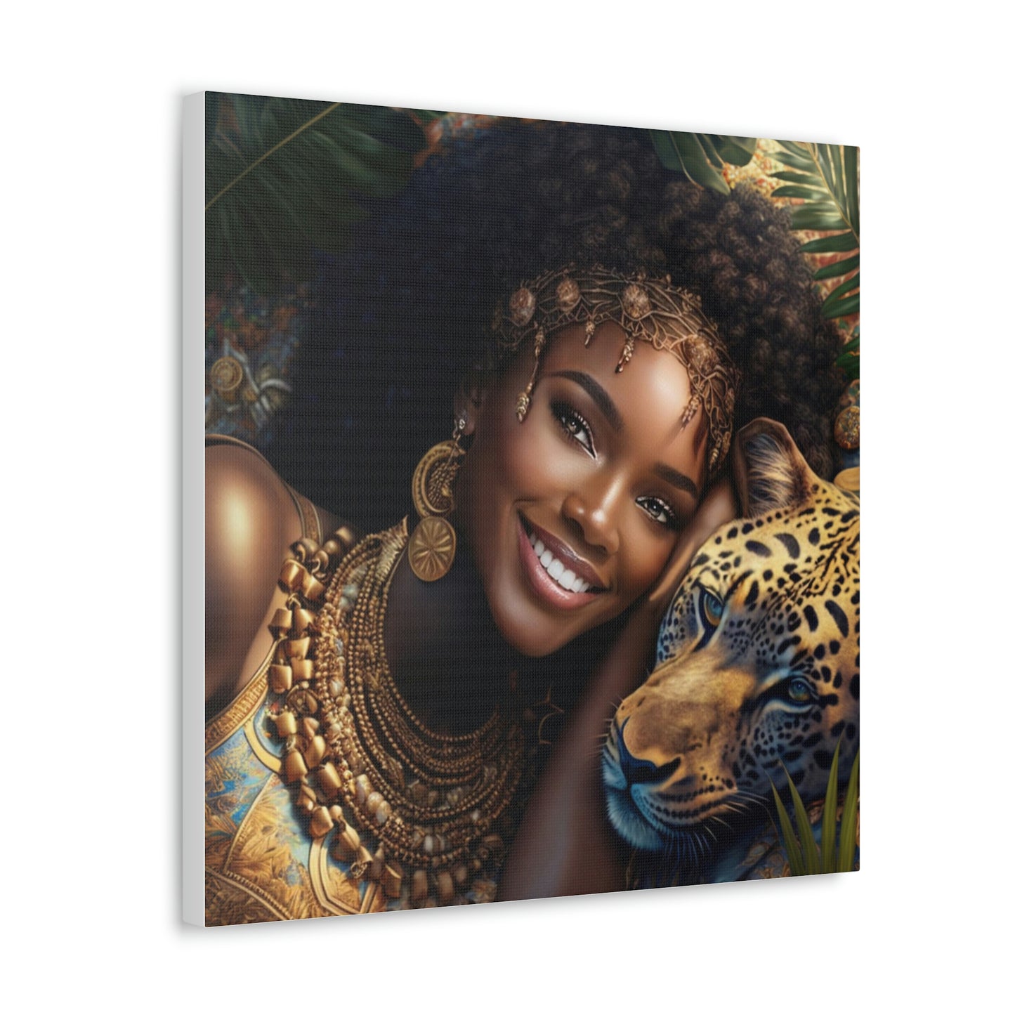 Black Queen with Leopard Canvas Wrap