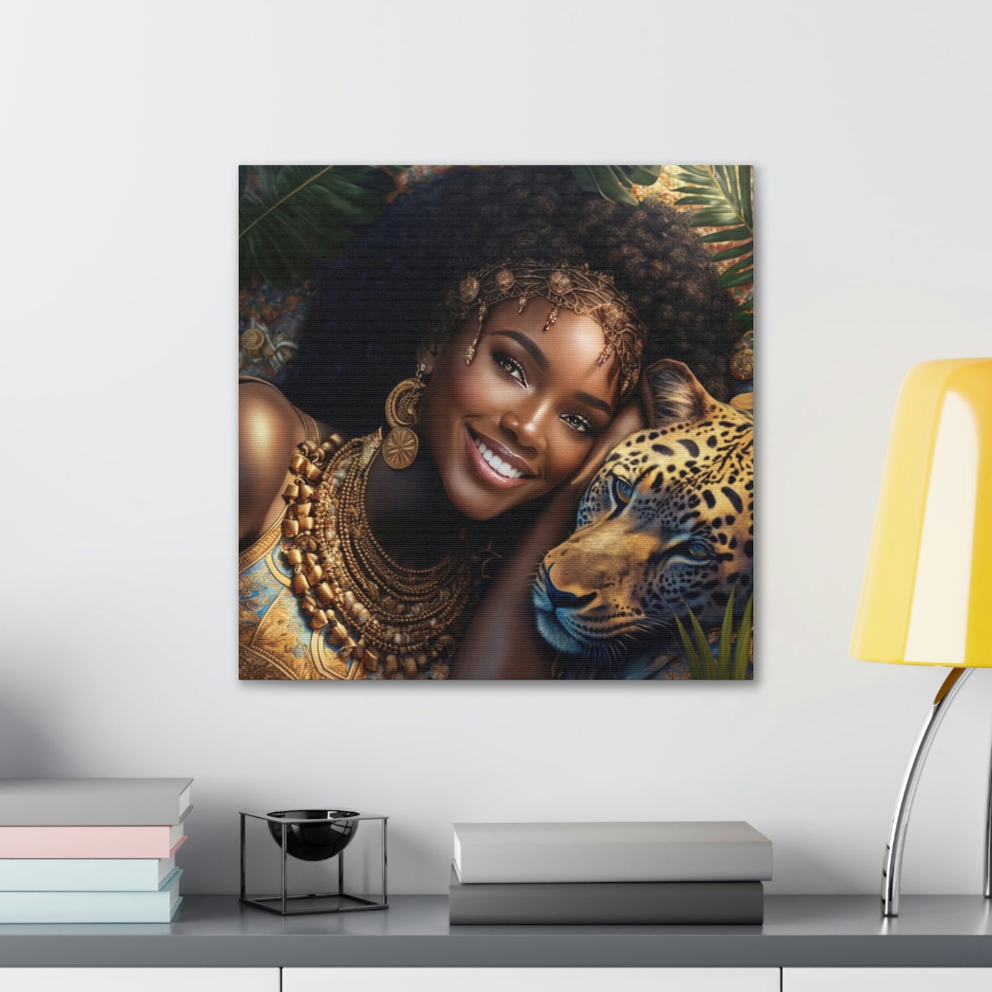 Black Queen with Leopard Canvas Wrap