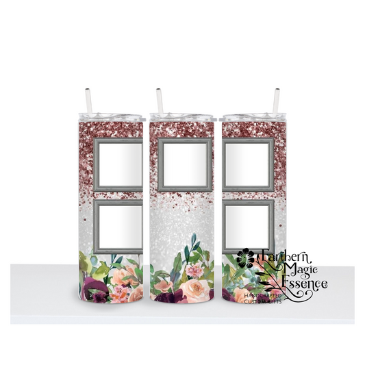 Rose Gold/Floral Photo Tumbler 20 oz