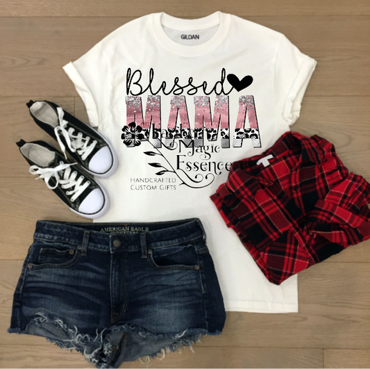 Blessed Mama Pink and Black Design