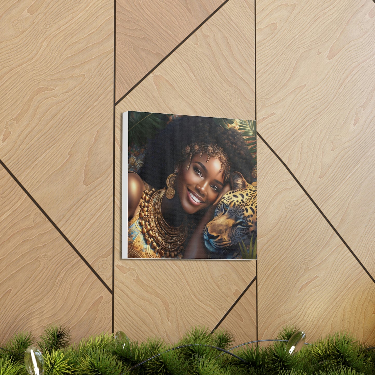 Black Queen with Leopard Canvas Wrap