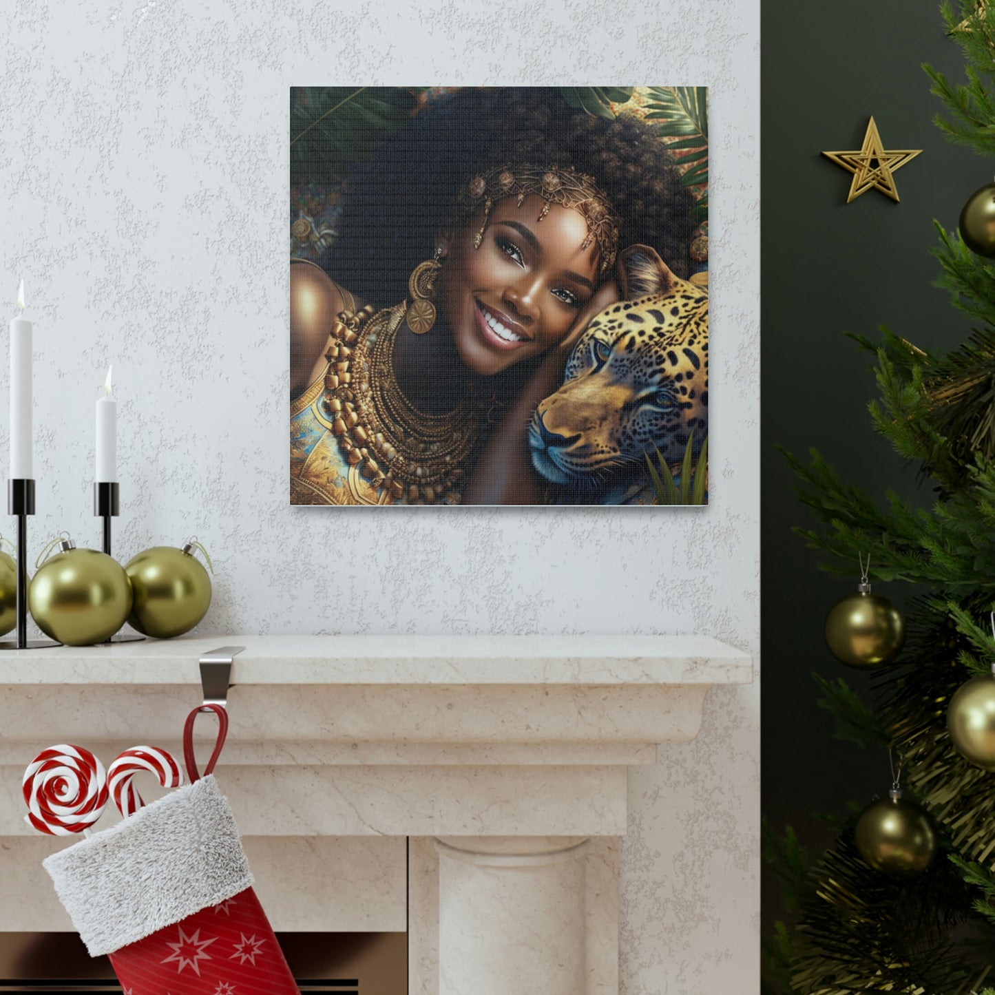 Black Queen with Leopard Canvas Wrap