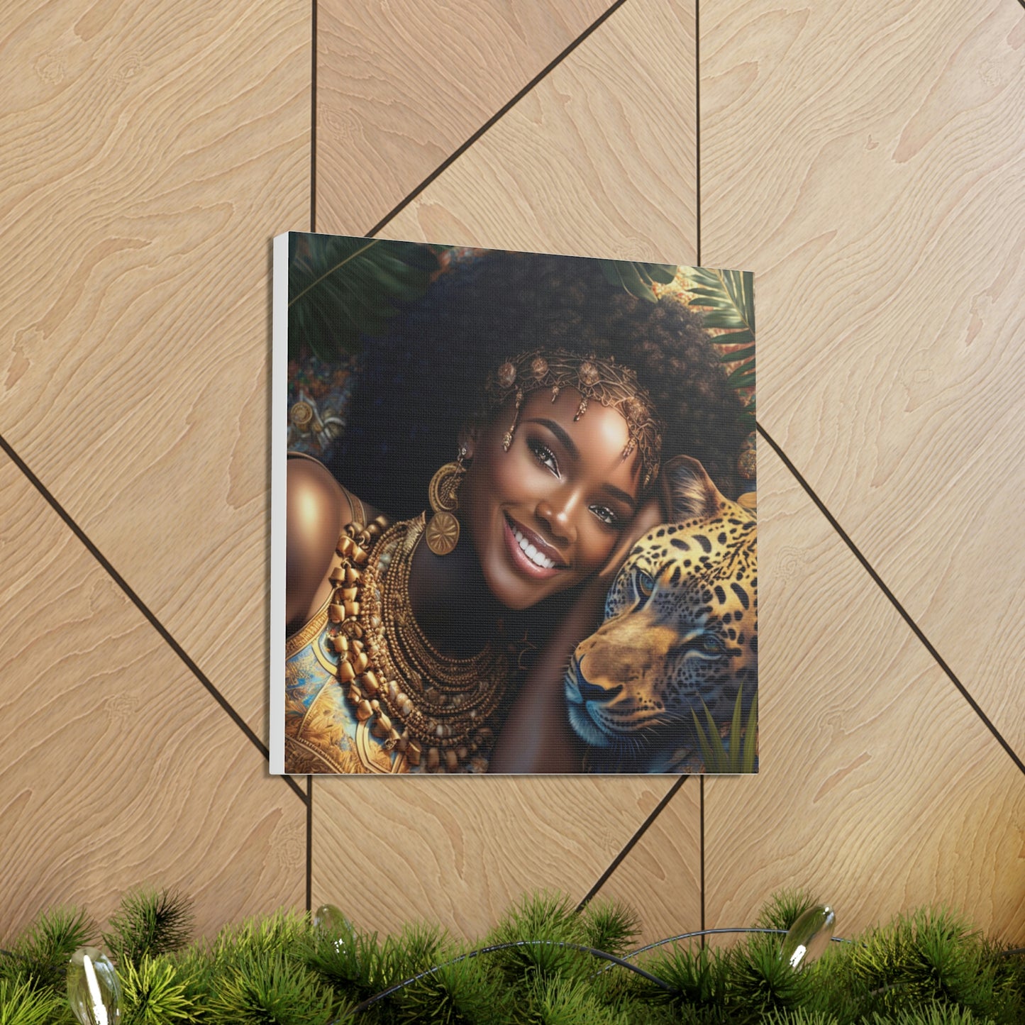 Black Queen with Leopard Canvas Wrap