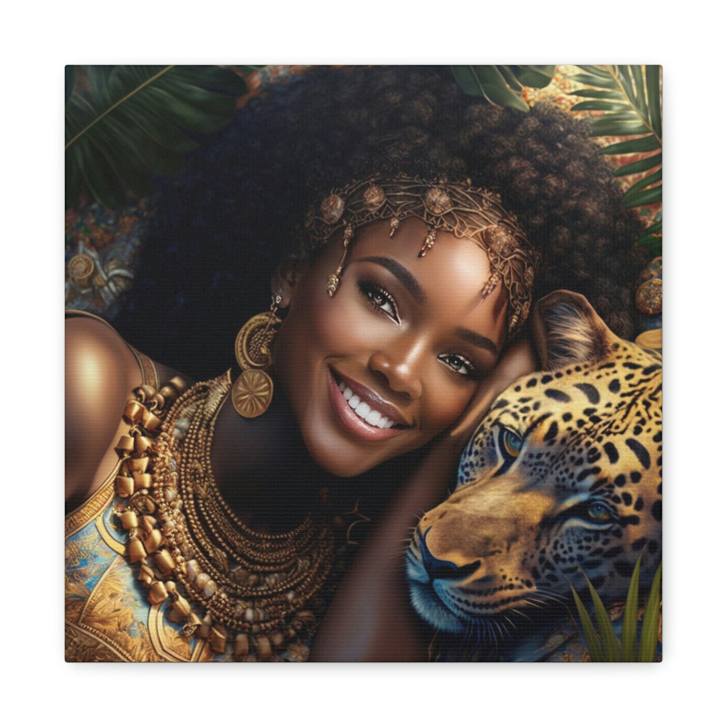 Black Queen with Leopard Canvas Wrap