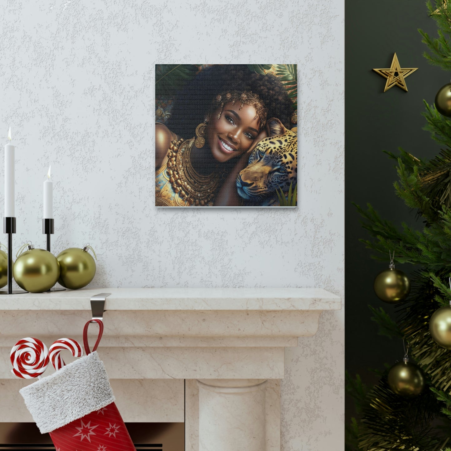 Black Queen with Leopard Canvas Wrap